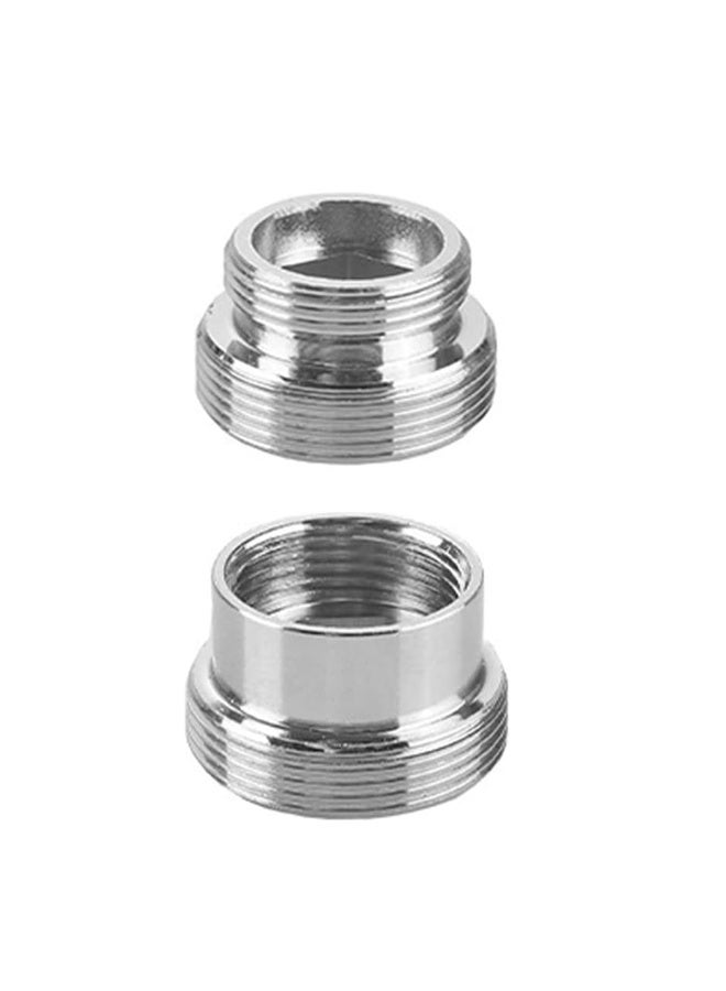 2pcs Silver Metal Faucet Adapters, 16mm to 22mm/22mm to 16mm Faucet Adapter, Tap Aerator Connector Thread Adapters for Kitchen Bathroom Faucet - Image 1